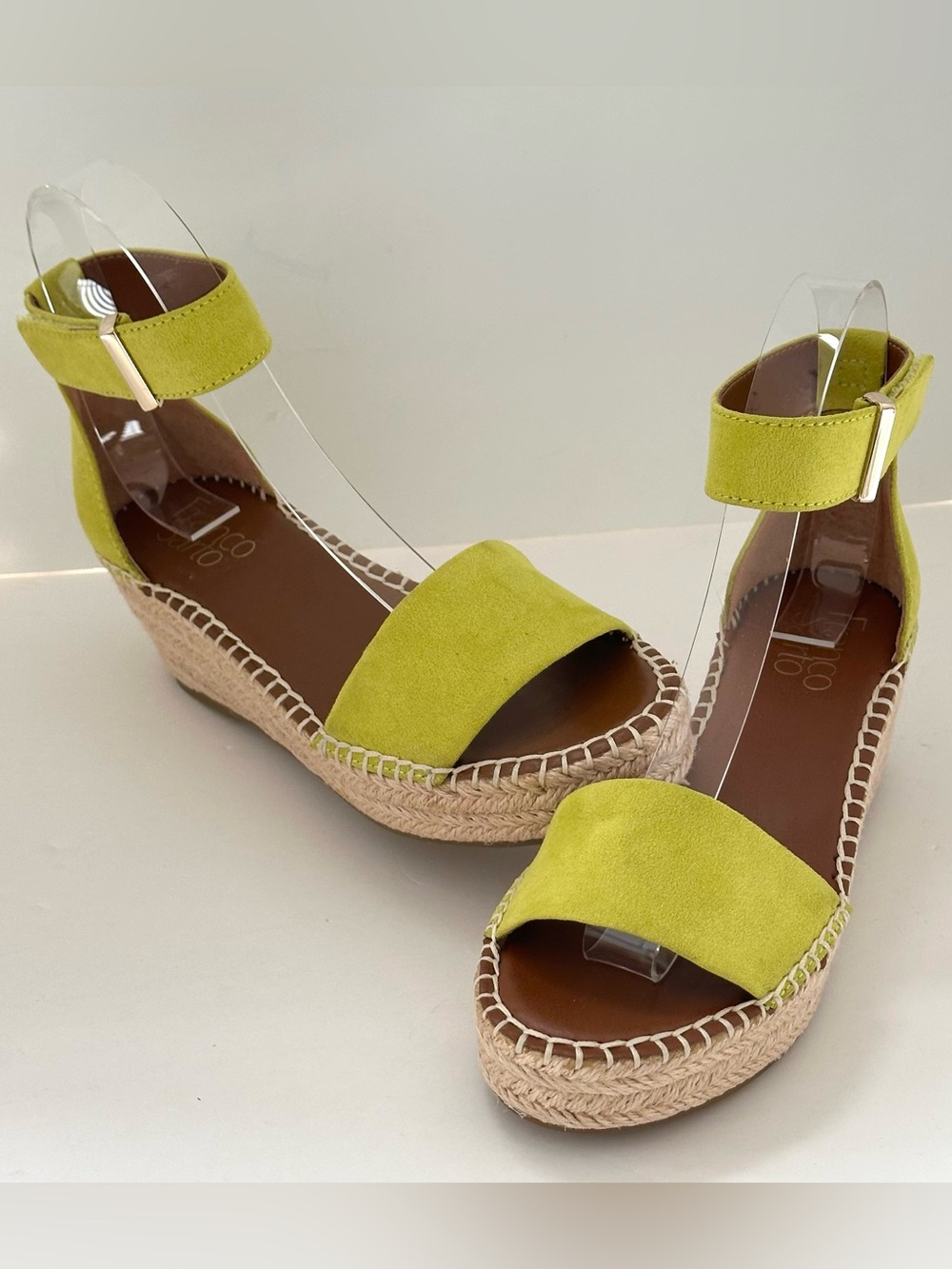 Franco Sarto Pela  Chartreuse suede wedge sandals (NWOT) - Picture 11 of 11